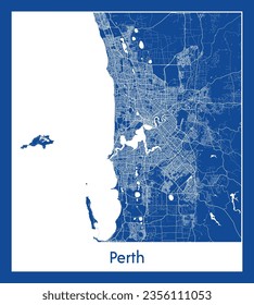 City Map Perth Australia blue print round Circle vector illustration