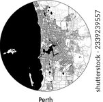 City Map Perth Australia round Circle vector illustration