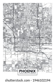 City map Phoenix, travel vector poster design