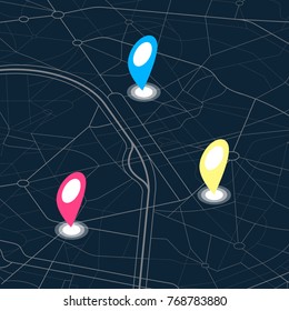 City map with pin.
