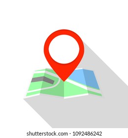 City map pin icon. Flat illustration of city map pin vector icon for web design