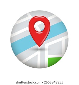 Mapa de la ciudad y mapa pin. Ilustración vectorial aislada sobre fondo blanco.