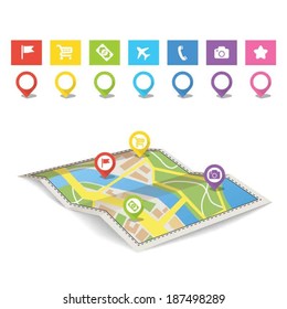 City map and pins