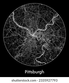 City Map Pittsburgh United States North America round Circle vector illustration