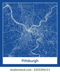 City Map Pittsburgh United States North America blue print round Circle vector illustration