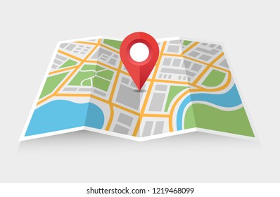 City map with a pointer showing location - can illustrate any topic about traffic and navigation