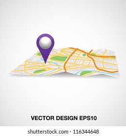 City map with Pointer sign. Vector illustration.