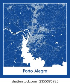 Stadtplan Porto Alegre Brasilien Südamerika blauer Druck rund Circle Vektorgrafik