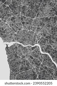 City map Porto, monochrome detailed plan, vector illustration