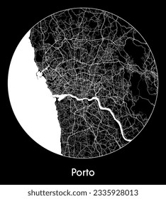 City Map Porto Portugal Europe round Circle vector illustration