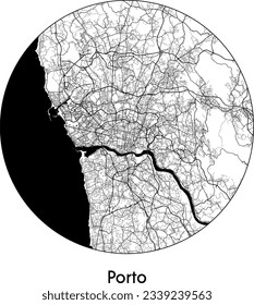 City Map Porto Portugal Europe round Circle vector illustration