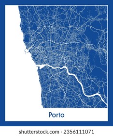 Stadtplan Porto Portugal Europa blauer Druck Circle Vektorgrafik