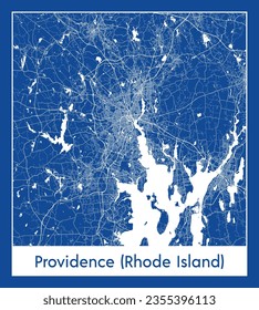 Mapa de la ciudad Providence Rhode Island Estados Unidos Norteamérica Impresión azul Circular ilustración vectorial