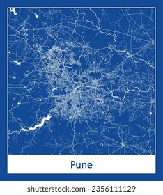 Mapa de la ciudad Pune India Asia impresión azul Circle vector ilustración