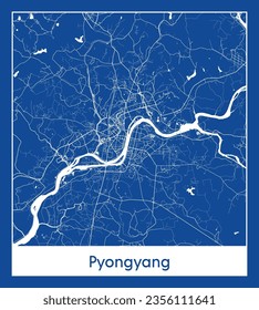 City Map Pyongyang North Korea Asia blue print round Circle vector illustration