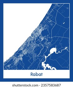 City Map Rabat Morocco Africa blue print round Circle vector illustration