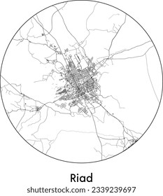 City Map Riad Saudi Arabia Asia round Circle vector illustration