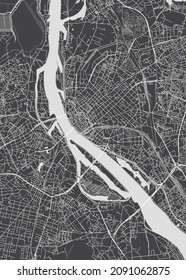 City map Riga, monochrome detailed plan, vector illustration