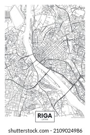 City map Riga, travel vector poster design