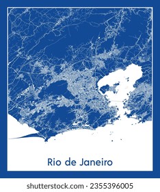 Mapa de la ciudad Río de Janeiro Brasil Sudamérica impresión azul Circle vector ilustración