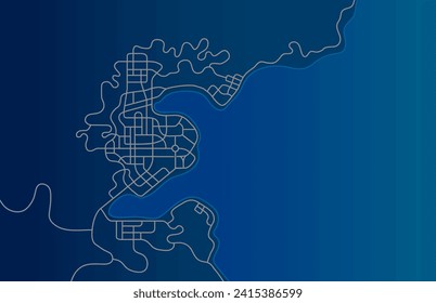 City map with road and street, city design for game map dark mode.