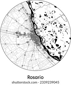 City Map Rosario Argentina South America round Circle vector illustration