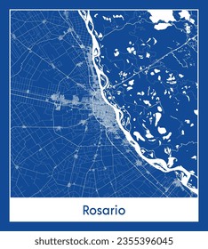 City Map Rosario Argentina South America blue print round Circle vector illustration