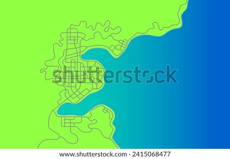 City map with roundabout, city planning, map of game idea.