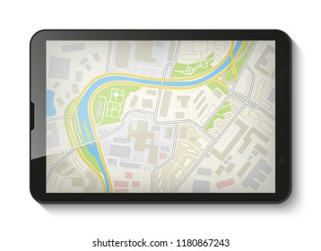 Stadtplan Routennavigation Smartphone, Telefonpunkt Marker, Vektorgrafik Schema, einfache Stadtplan GPS-Navigation Tablet, Reiseroute Ziel Pfeil Papier Stadtplan. Kontrollpunkt für die Routenzustellung