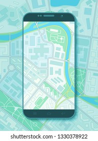 City map route navigation smartphone, phone point marker vector drawing schema flat city plan GPS navigation tablet, itinerary destination arrow flat paper city map. Route color check pin