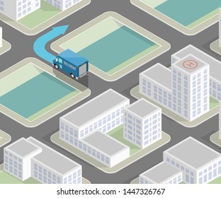 City map route navigation smartphone, phone point marker vector drawing schema isometric city plan GPS navigation tablet, itinerary destination arrow isometry paper city map. Route isometric check pin