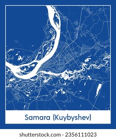 City Map Samara Kuybyshev Russia Europe blue print round Circle vector illustration