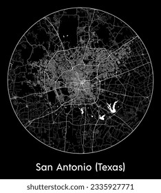 City Map San Antonio Texas United States North America round Circle vector illustration