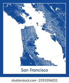 Mapa de la ciudad San Francisco Estados Unidos Norteamérica impresión azul Circle vector ilustración