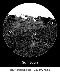 City Map San Juan Puerto Rico North America round Circle vector illustration