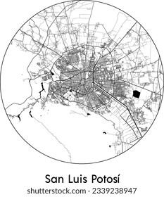 City Map San Luis Potosi Mexico North America round Circle vector illustration