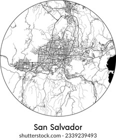 Mapa de la ciudad San Salvador El Salvador Norteamérica ilustración de un vector circular