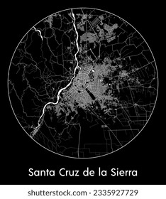 Mapa de la ciudad Santa Cruz de la Sierra Bolivia Sudamérica Circular ilustración vectorial