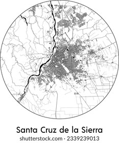 Mapa de la ciudad Santa Cruz de la Sierra Bolivia Sudamérica Circular ilustración vectorial