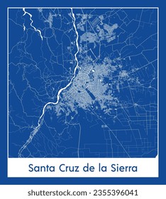 City Map Santa Cruz de la Sierra Bolivia South America blue print round Circle vector illustration