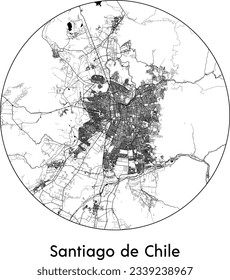 City Map Santiago de Chile Chile South America round Circle vector illustration