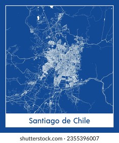 City Map Santiago de Chile Chile South America blue print round Circle vector illustration