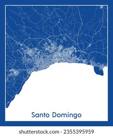 Mapa de la ciudad Santo Domingo República Dominicana Norteamérica Impresión azul Circular ilustración vectorial