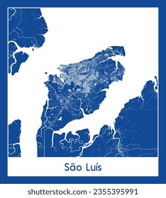 City Map Sao Luis Brazil South America blue print round Circle vector illustration