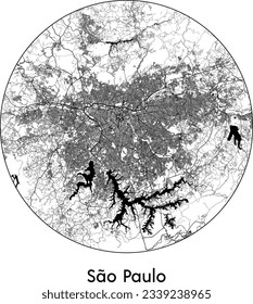 City Map Sao Paulo Brazil South America round Circle vector illustration