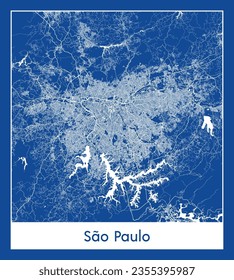 City Map Sao Paulo Brazil South America blue print round Circle vector illustration