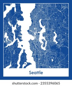 Stadtplan Seattle United North America blue print round Circle Vektorgrafik