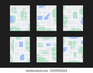 City map. Set of map illustration.