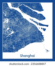 Mapa de la ciudad Shanghai China Asia impresión azul Circular ilustración vectorial