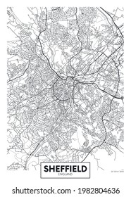 City map Sheffield, travel vector poster design